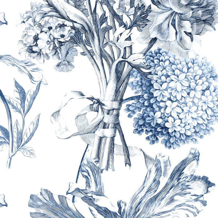 Floral Toile, Blue with White Background Coffee Mug Gallery Image 2
