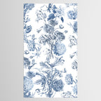 Floral Toile, Blue with White Background Tablecloth Gallery Image 2