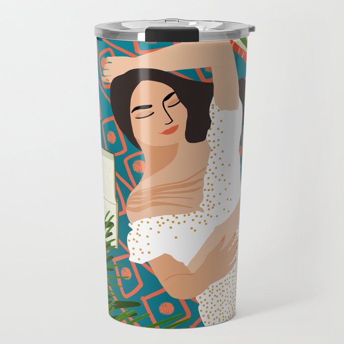 Beach. Read. Sleep. | Boho Woman Sea Beachy Travel | Summer Birds Sand Picnic Ocean Vacation Travel Mug Gallery Image 1