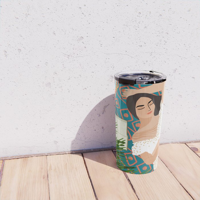 Beach. Read. Sleep. | Boho Woman Sea Beachy Travel | Summer Birds Sand Picnic Ocean Vacation Travel Mug Gallery Image 4