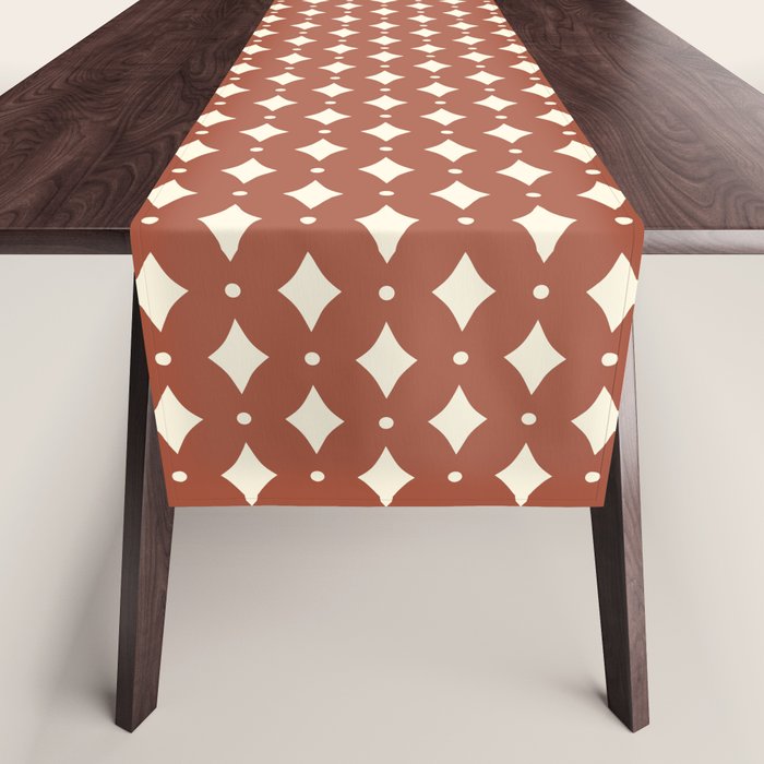 Vintage Stars X Brick Red Table Runner Gallery Image 1