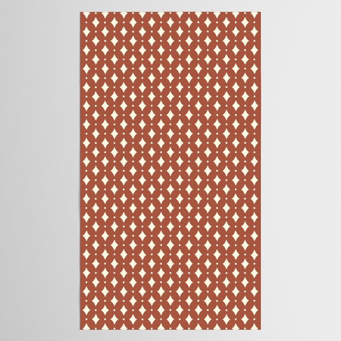 Vintage Stars X Brick Red Tablecloth Gallery Image 2