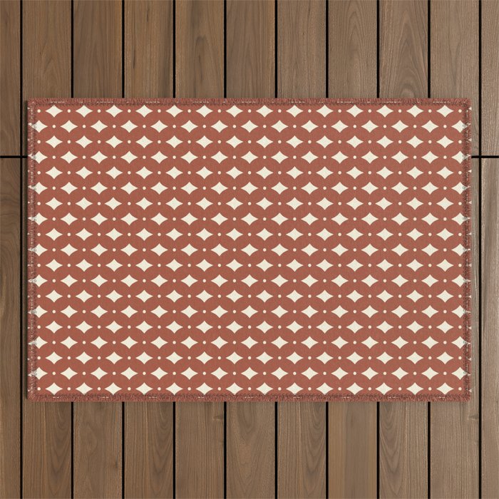 Vintage Stars X Brick Red Outdoor Rug Gallery Image 1