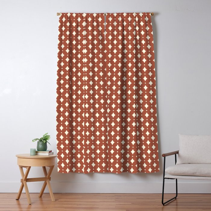 Vintage Stars X Brick Red Window Curtain Gallery Image 5
