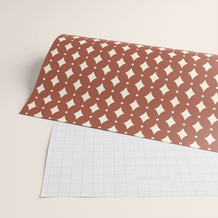 Vintage Stars X Brick Red Wrapping Paper Gallery Image 2