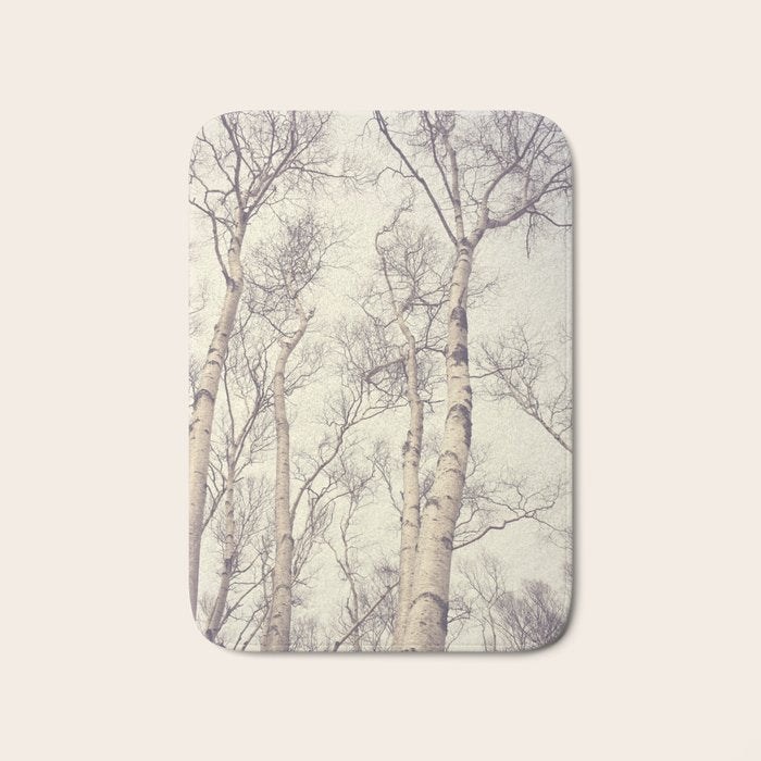 Winter Birch Trees - Scandinavian decor nature photograph Bath Mat Gallery Image 1