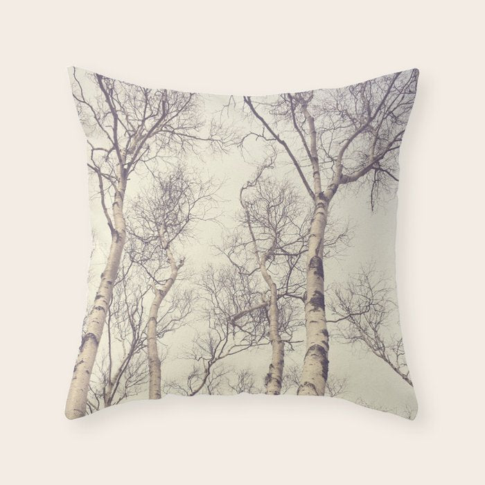 Winter Birch Trees - Scandinavian decor nature photograph Throw Pillow Gallery Image 6