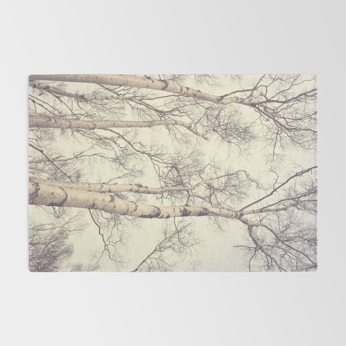 Winter Birch Trees - Scandinavian decor nature photograph Rug Gallery Image 2