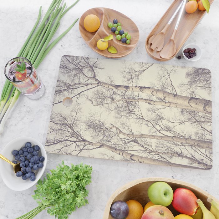 Winter Birch Trees - Scandinavian decor nature photograph Cutting Board Gallery Image 2