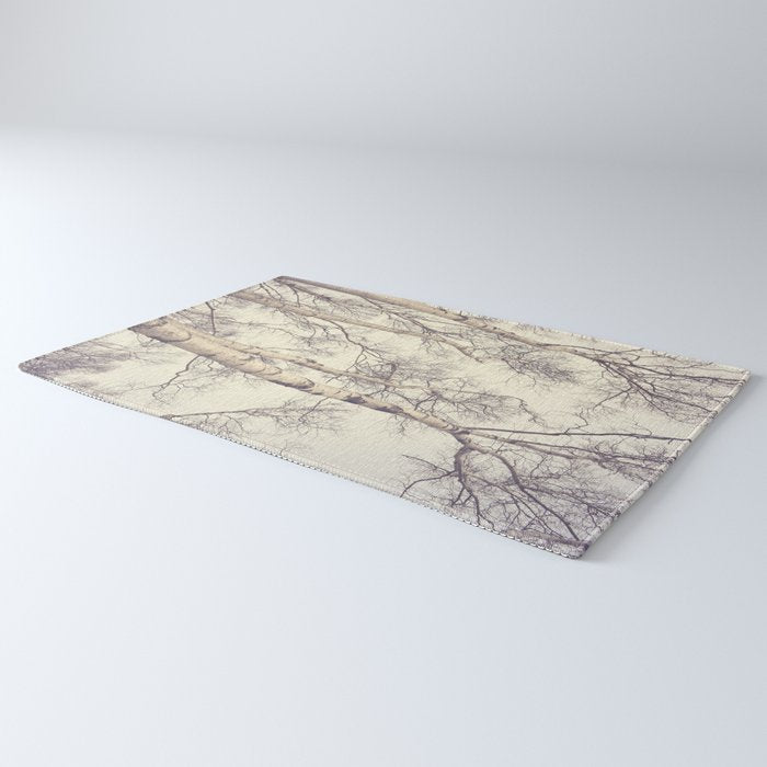 Winter Birch Trees - Scandinavian decor nature photograph Rug Gallery Image 3