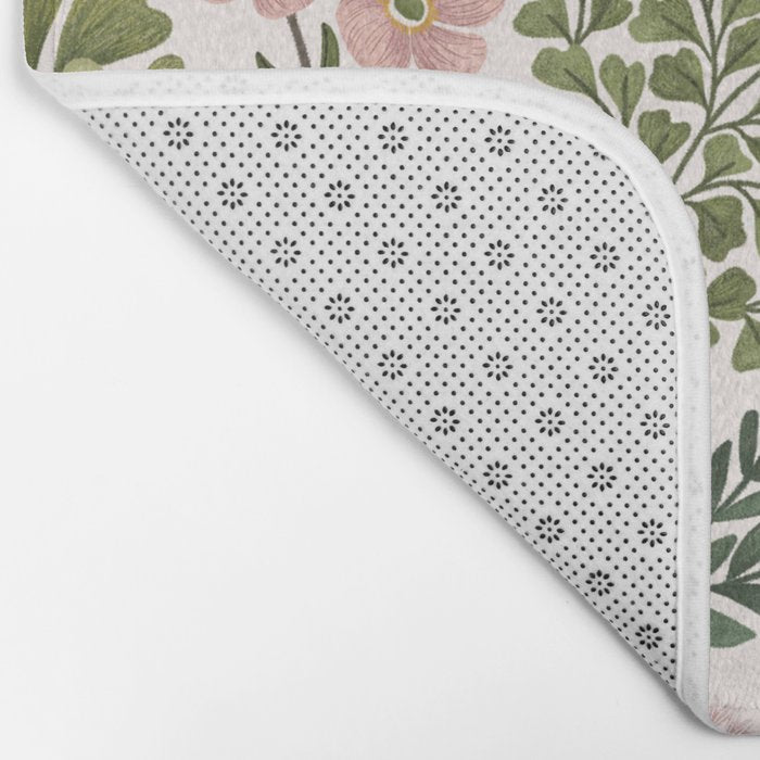 Herbarium ~ vintage inspired botanical art print ~ white Bath Mat Gallery Image 2