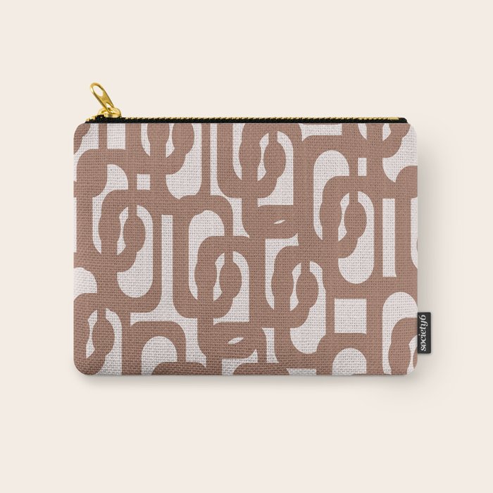 Mid Century Modern Contemporary Loop Pattern in Mocha Brown Carry All Pouch Gallery Image 1