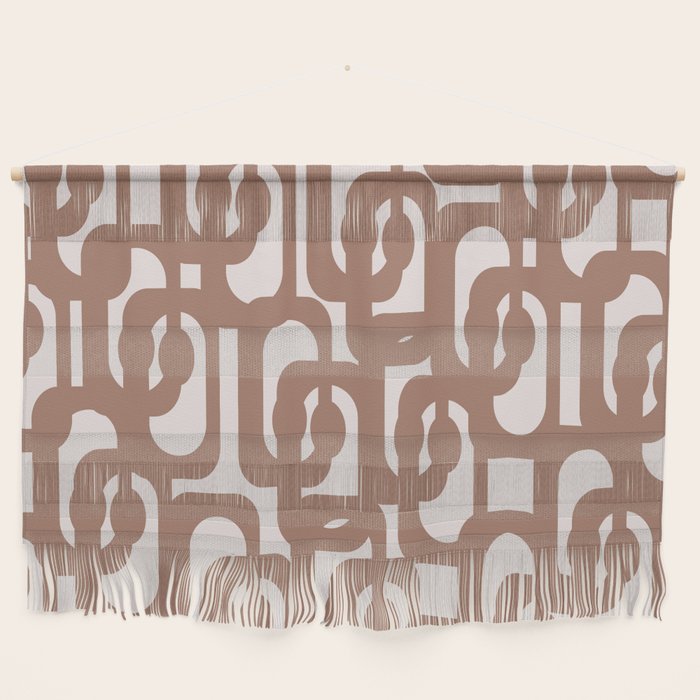 Mid Century Modern Contemporary Loop Pattern in Mocha Brown Wall Hanging Gallery Image 1