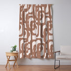 Mid Century Modern Contemporary Loop Pattern in Mocha Brown Window Curtain Gallery Image 5