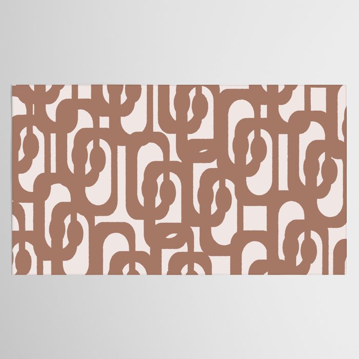 Mid Century Modern Contemporary Loop Pattern in Mocha Brown Tablecloth Gallery Image 2