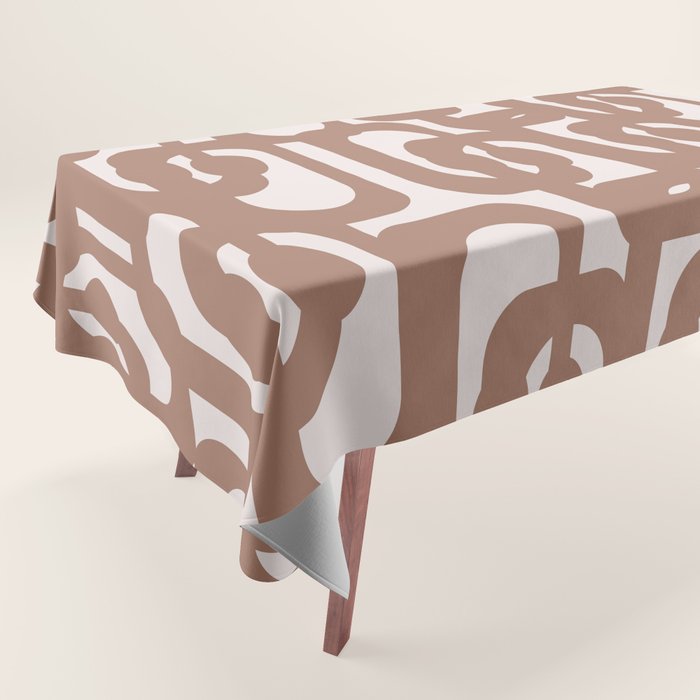 Mid Century Modern Contemporary Loop Pattern in Mocha Brown Tablecloth Gallery Image 1