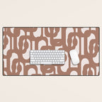Mid Century Modern Contemporary Loop Pattern in Mocha Brown Desk Mat Gallery Image 1