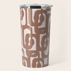 Mid Century Modern Contemporary Loop Pattern in Mocha Brown Travel Mug Gallery Image 1