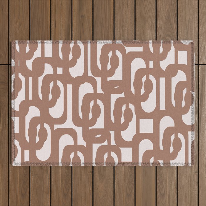 Mid Century Modern Contemporary Loop Pattern in Mocha Brown Outdoor Rug Gallery Image 1