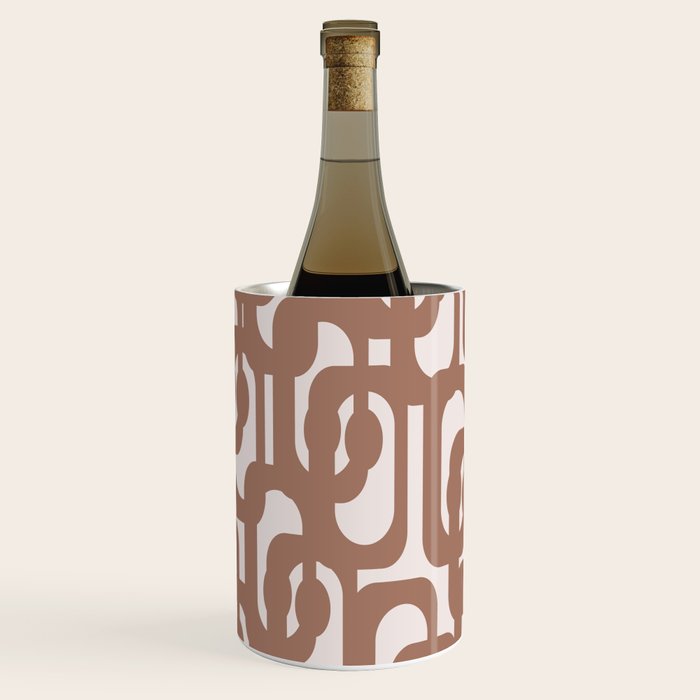 Mid Century Modern Contemporary Loop Pattern in Mocha Brown Wine Chiller Gallery Image 2
