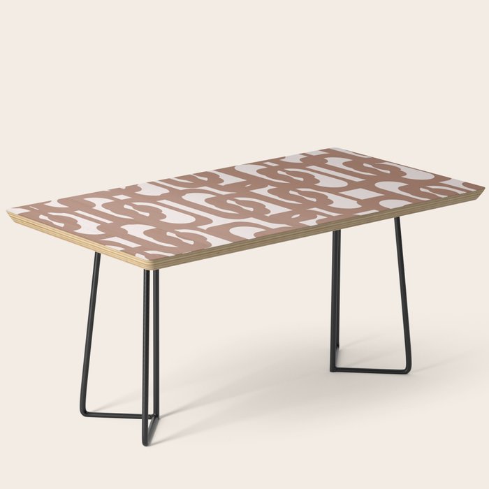 Mid Century Modern Contemporary Loop Pattern in Mocha Brown Coffee Table Gallery Image 1