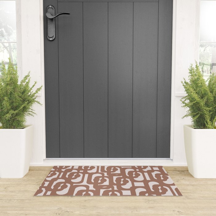 Mid Century Modern Contemporary Loop Pattern in Mocha Brown Welcome Mat Gallery Image 3