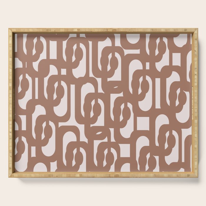 Mid Century Modern Contemporary Loop Pattern in Mocha Brown Serving Tray Gallery Image 1