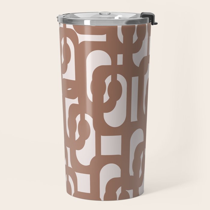 Mid Century Modern Contemporary Loop Pattern in Mocha Brown Travel Mug Gallery Image 2