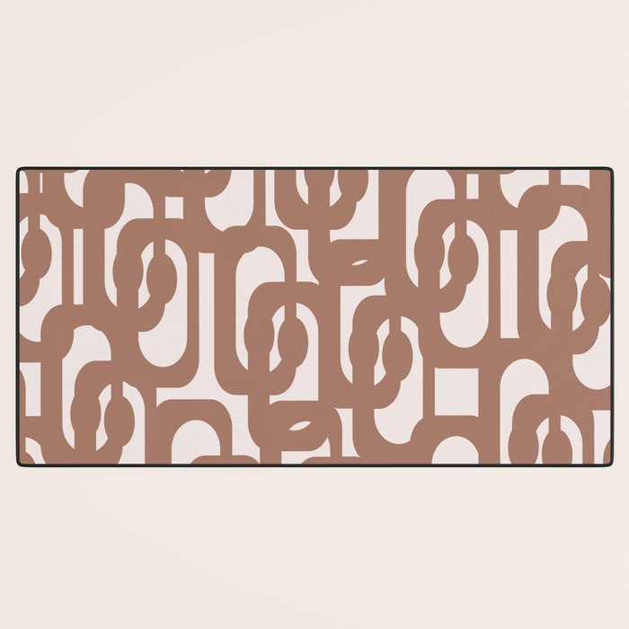 Mid Century Modern Contemporary Loop Pattern in Mocha Brown Desk Mat Gallery Image 3