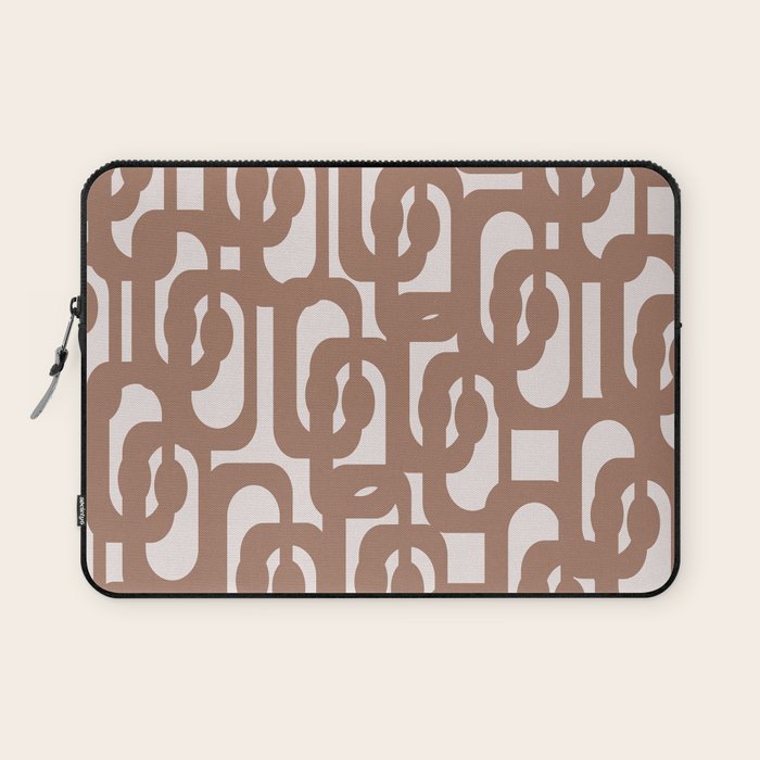 Mid Century Modern Contemporary Loop Pattern in Mocha Brown Laptop Sleeve Gallery Image 1