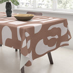Mid Century Modern Contemporary Loop Pattern in Mocha Brown Tablecloth Gallery Image 3