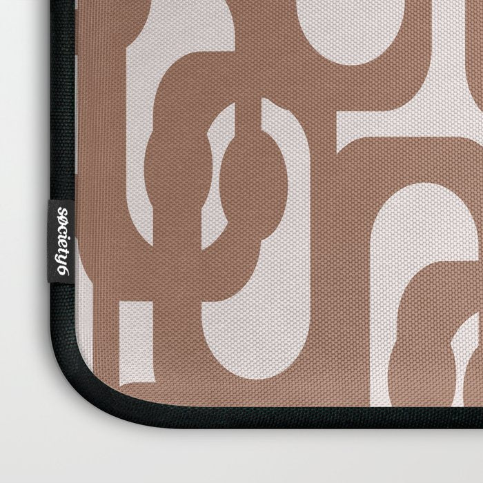 Mid Century Modern Contemporary Loop Pattern in Mocha Brown Laptop Sleeve Gallery Image 3