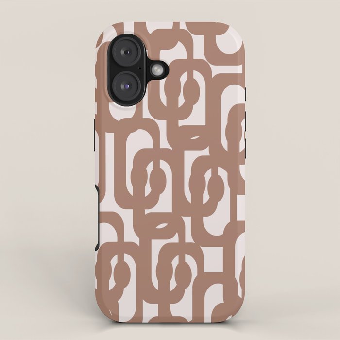 Mid Century Modern Contemporary Loop Pattern in Mocha Brown iPhone Case Gallery Image 1