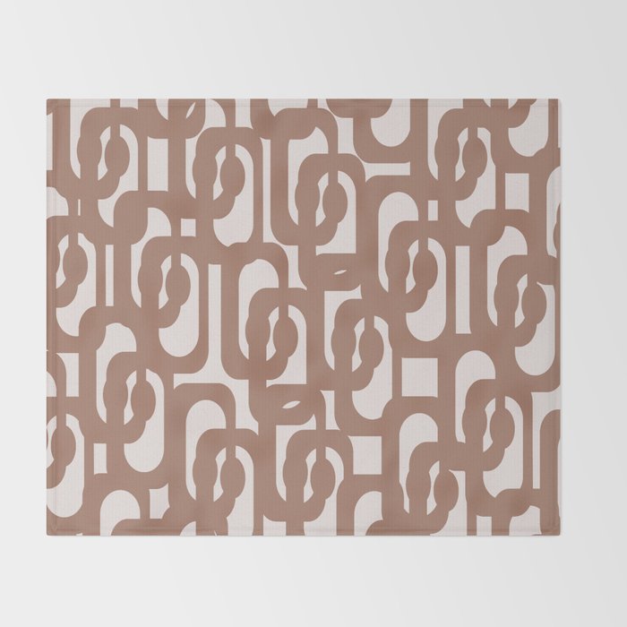 Mid Century Modern Contemporary Loop Pattern in Mocha Brown Throw Blanket Gallery Image 2
