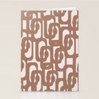 Mid Century Modern Contemporary Loop Pattern in Mocha Brown Stationery Card Gallery Image 2