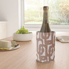 Mid Century Modern Contemporary Loop Pattern in Mocha Brown Wine Chiller Gallery Image 4