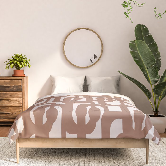 Mid Century Modern Contemporary Loop Pattern in Mocha Brown Comforter Gallery Image 3
