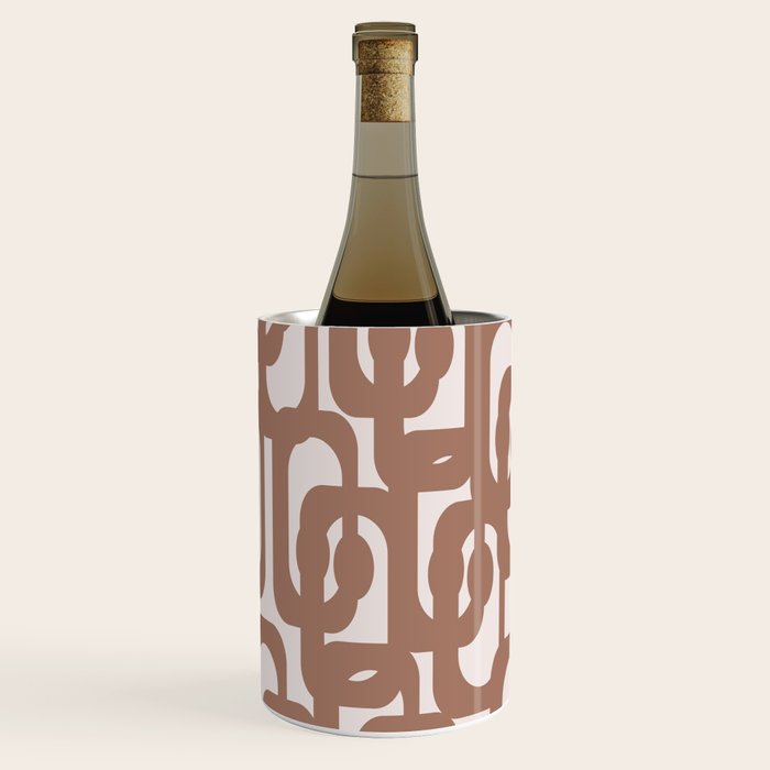 Mid Century Modern Contemporary Loop Pattern in Mocha Brown Wine Chiller Gallery Image 1