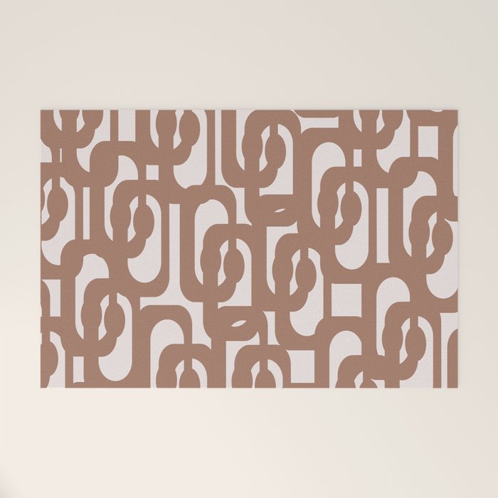 Mid Century Modern Contemporary Loop Pattern in Mocha Brown Welcome Mat Gallery Image 1