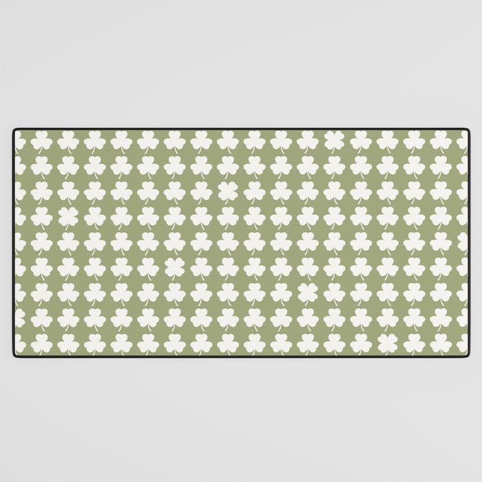 Clovers XXVIII Natural Green Botanical Pattern Desk Mat Gallery Image 3