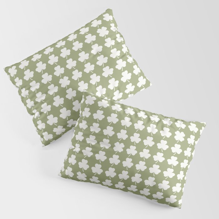 Clovers XXVIII Natural Green Botanical Pattern Pillow Sham Gallery Image 1