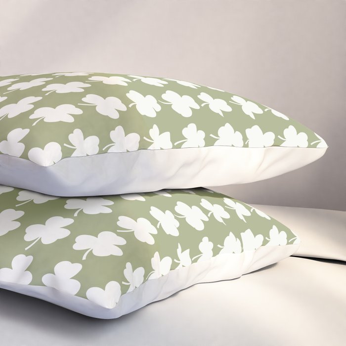 Clovers XXVIII Natural Green Botanical Pattern Pillow Sham Gallery Image 3