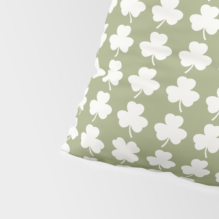 Clovers XXVIII Natural Green Botanical Pattern Pillow Sham Gallery Image 4