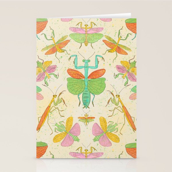 Whimsical Praying Mantis Retro Colors  Stationery Card Gallery Image 1
