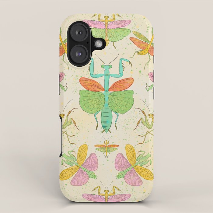 Whimsical Praying Mantis Retro Colors  iPhone Case Gallery Image 1
