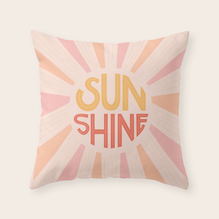 Sunshine Hand Lettering Throw Pillow Gallery Image 1