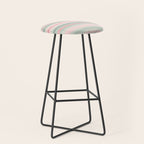 Soft Stripes Pattern in Eucalyptus Green and Blush Pink Stool Gallery Image 1