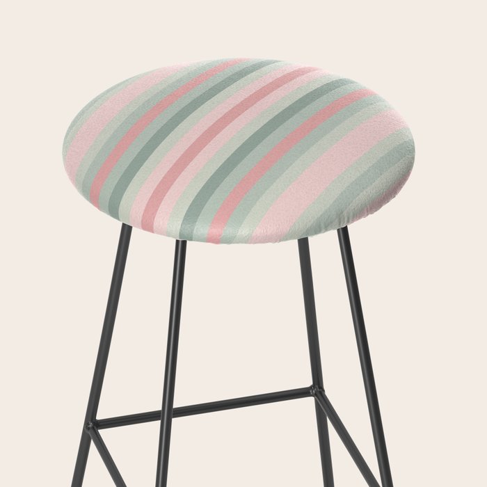 Soft Stripes Pattern in Eucalyptus Green and Blush Pink Stool Gallery Image 2