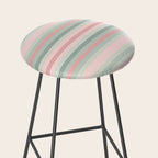 Soft Stripes Pattern in Eucalyptus Green and Blush Pink Stool Gallery Image 2