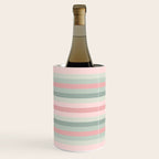 Soft Stripes Pattern in Eucalyptus Green and Blush Pink Wine Chiller Gallery Image 1